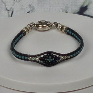Leather & Bead Skinny Skinny Mini Bracelet